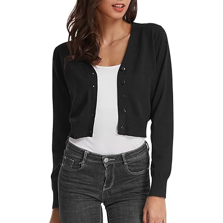 Stylish Women's Cropped Black Cardi: The Perfect Accessory