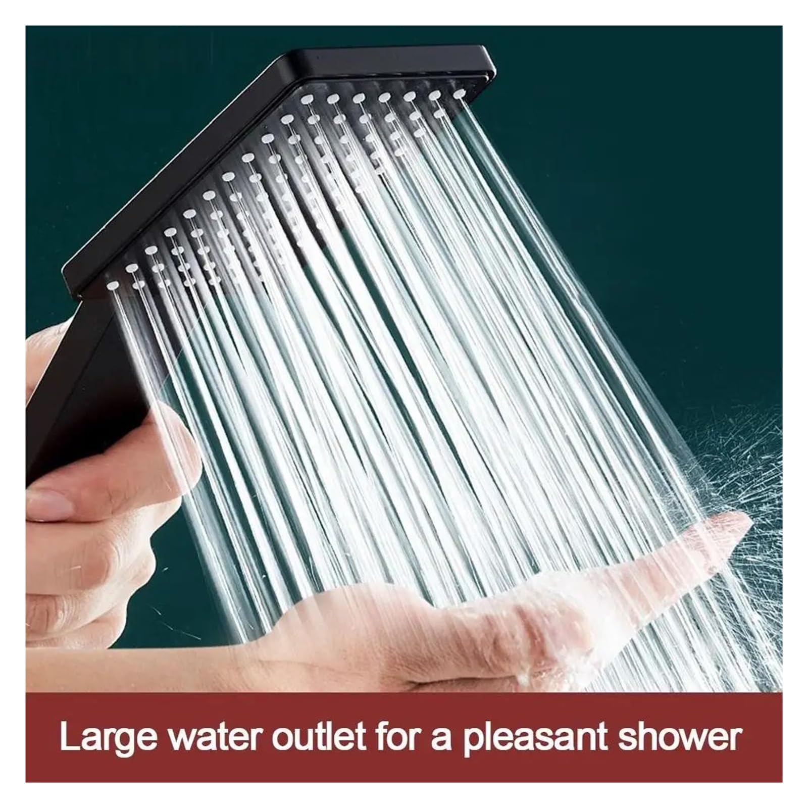 Soffione doccia ad alta pressione, irrigatore portatile quadrato, argento/nero, spruzzatore universale multifunzione(Black)