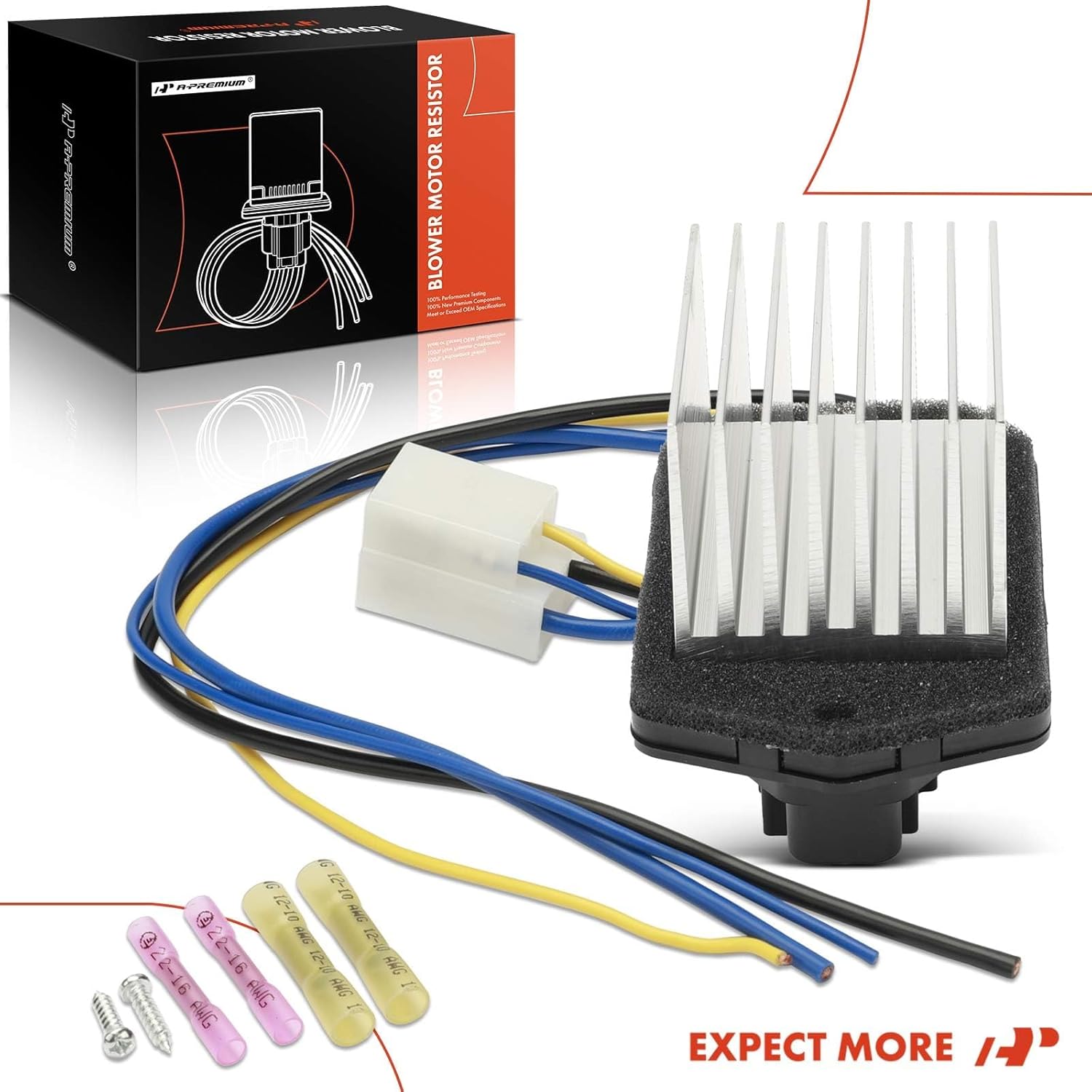 A-Premium Front HVAC Blower Motor Resistor Compatible with Ford Edge 2007-2015 & Lincoln MKX 2007-2015 - with Wire Harness Kit, Replace# 7T4Z19E624A