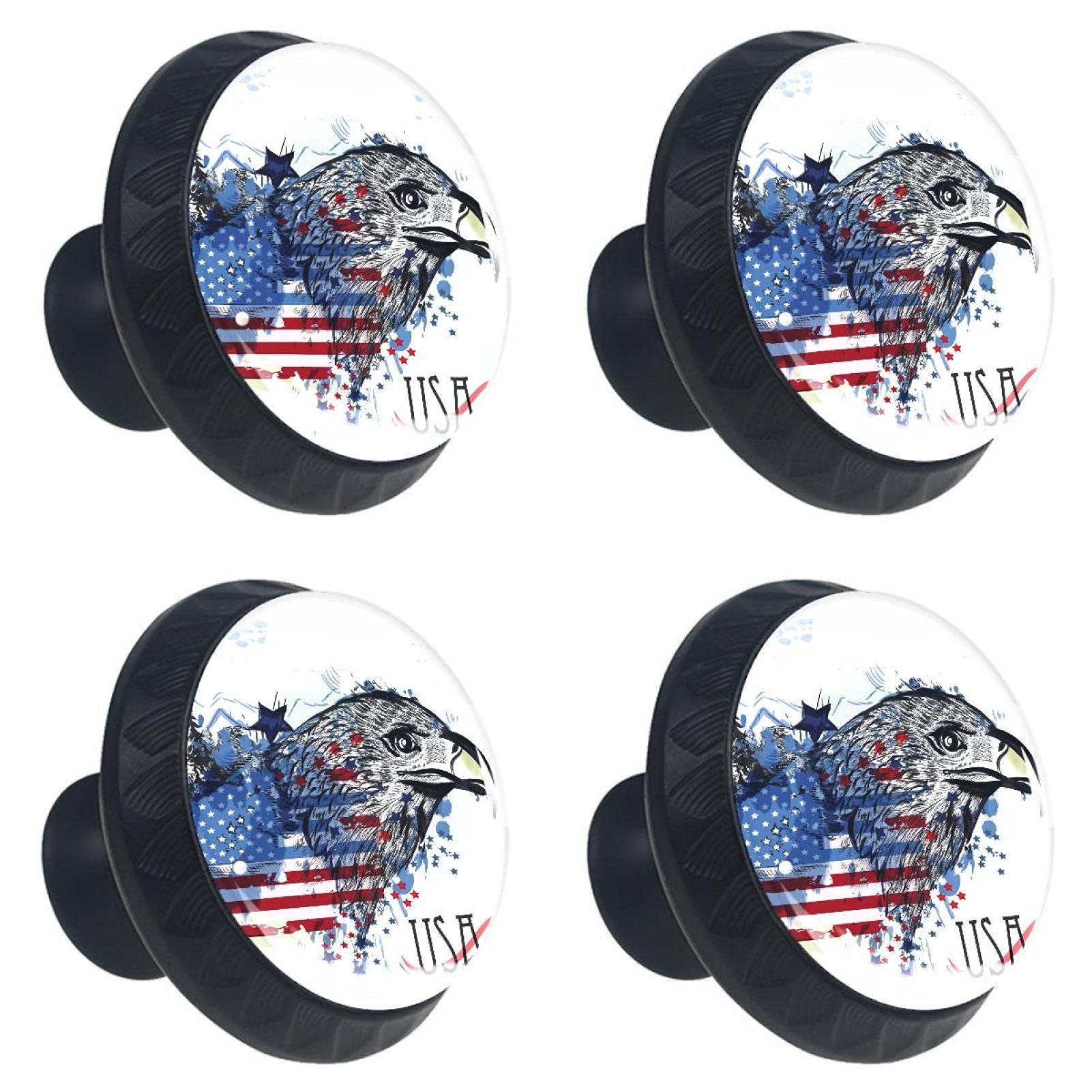 Boutons de tiroir en cristal 30 mm drapeau américain pour meuble (Lot de 4)