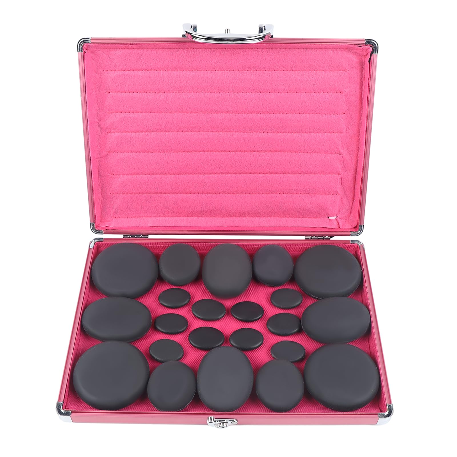 Set de masaje de piedra caliente, 20 piedras minerales, piedras curativas calmantes, piedras calientes para spa de masaje, calentador grande, caja de calor y caja de calefacción, uso doméstico, spa