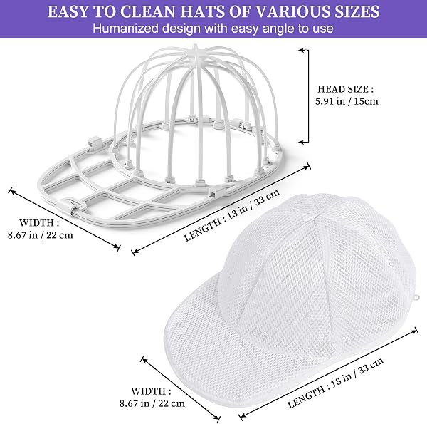 Rondelle de Chapeau pour Machine à Laver, Casquette de Baseball pour Lave-Vaisselle, Casquette de Baseball pour Adultes et Enfants, Blanc - 5