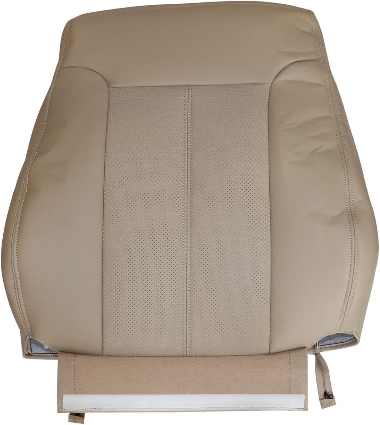 Priprilod Perforated Tan Microfiber Leather Driver and Passenger Bottom and Top Lean Back Replacement Seat Cover Compatible with Ford F250 F350 F450 F550 Lariat 2011 2012 2013 2014 2015 2016