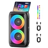Bluetooth Speaker with 2 Rechargeable Wireless Microphone - Portable Party Speaker with Colorful Lights - Floorstanding Speakers Support TWS/AUX/USB/TF Card Ideal for Party,Home,Camping