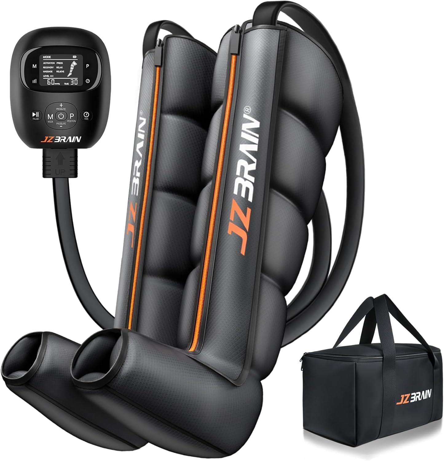 Air Compression Leg Recovery Boots : Dual-Power Sequential Compression System Device with Smart Pressure Sensor - 6 Modes & 14 Positions Foot and Leg Massage for Athletes & Gym (Medium)