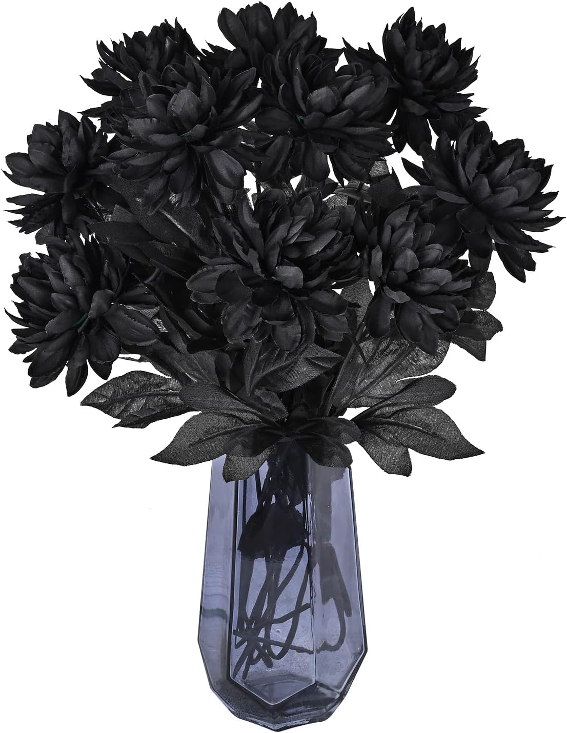 Dolicer Dahlia Artificial Flowers Black Flowers 10 Pack Faux Dahlia Stems Fake Dahlias Long Stem Silk Flowers Artificial Silk Dahlia Bouquet for Wedding Home Halloween Vase Table Centerpieces Decor