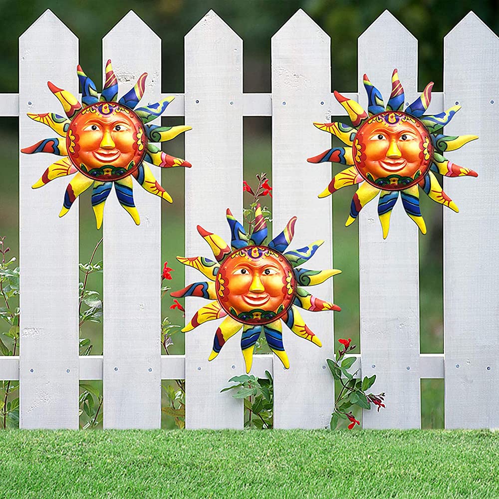 Metall-Sonnen-Wanddekoration – Gelb, 32,5 Cm, Für Garten, Zaun Oder Wohnraum