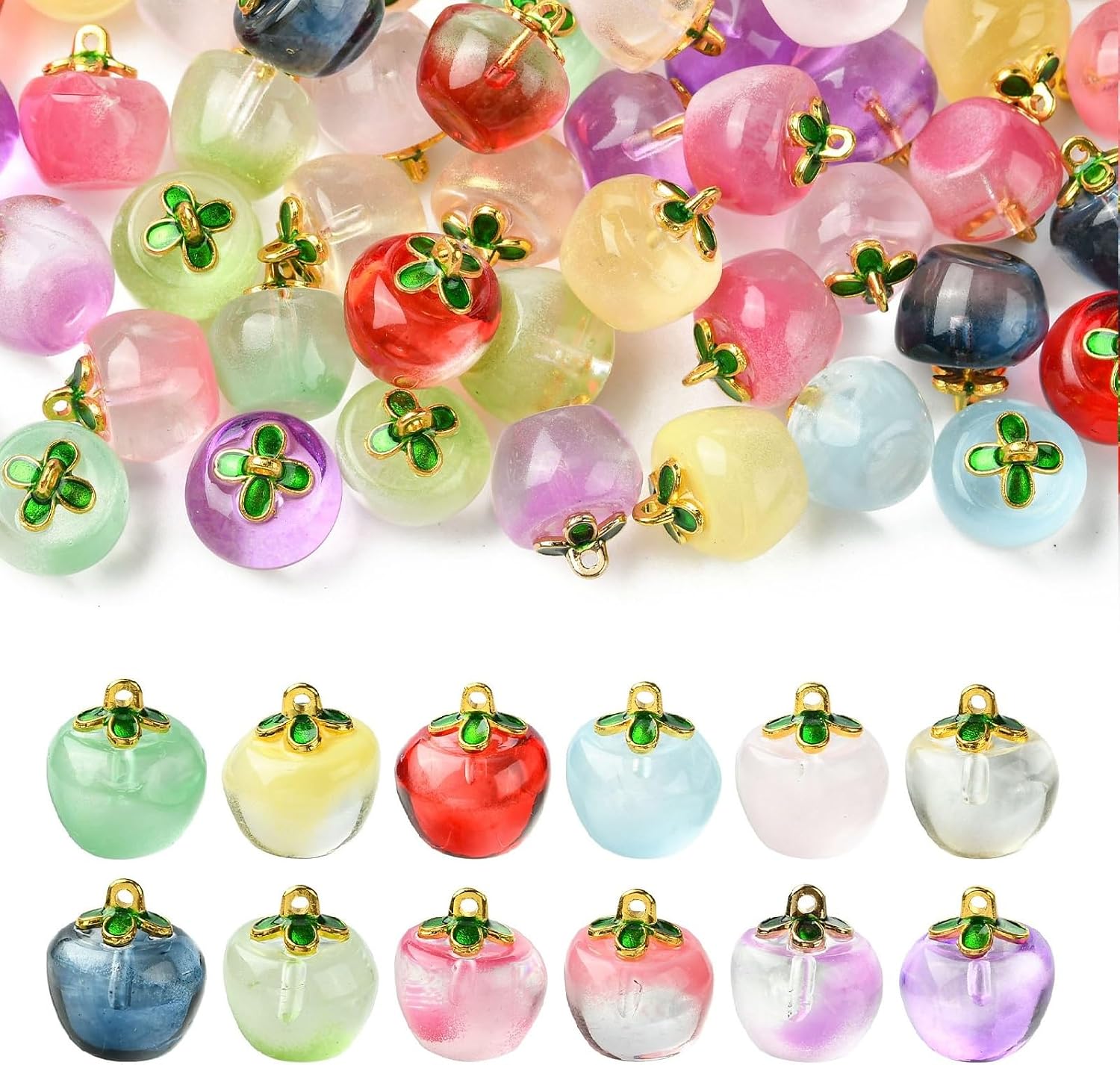 LiQunSweet Apple Shaped Charms 3D Fruit Apple Charms for DIY Jewelry Bracelet Necklace Earring Bag Keychain Phone Decor