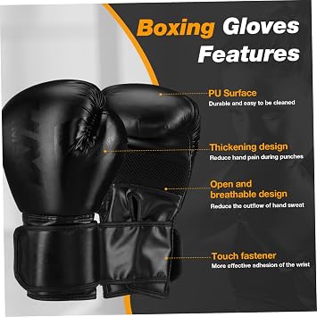 PU Boxing Training Gloves for Men Pair 12 Ounce Black