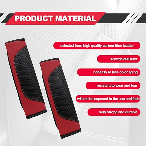 Miniatura 3 de 2 fundas para cinturón de seguridad para automóvil, fundas de correa de hombro de fibra de carbono, almohadilla para cinturón de seguridad, funda de