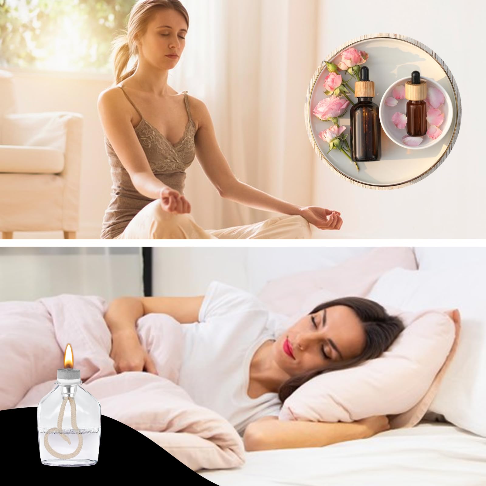 MJFENDAI Lot De 2 Mèches Lampe à Pétrole - Mèche Coton Remplacement Pour Lampes à Huile Et Diffuseur Aromathérapie, Tête Argentée