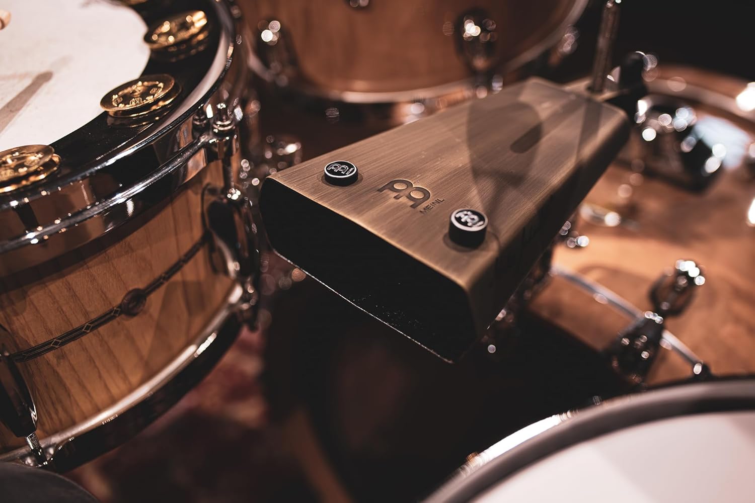 Mike Johnston Groove Bell Cowbell with Magnetic Mutes — NOT MADE IN CHINA — Vintage Steel Finish, 2-YEAR WARRANTY