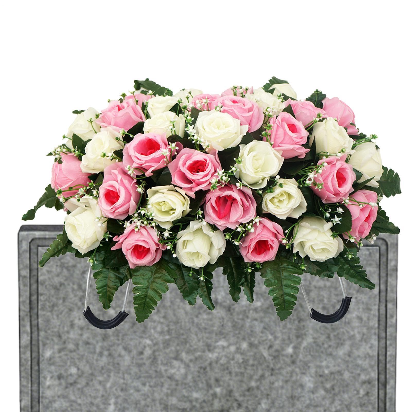 Décorations de cimetière en rose en soie artificielle longue durée
