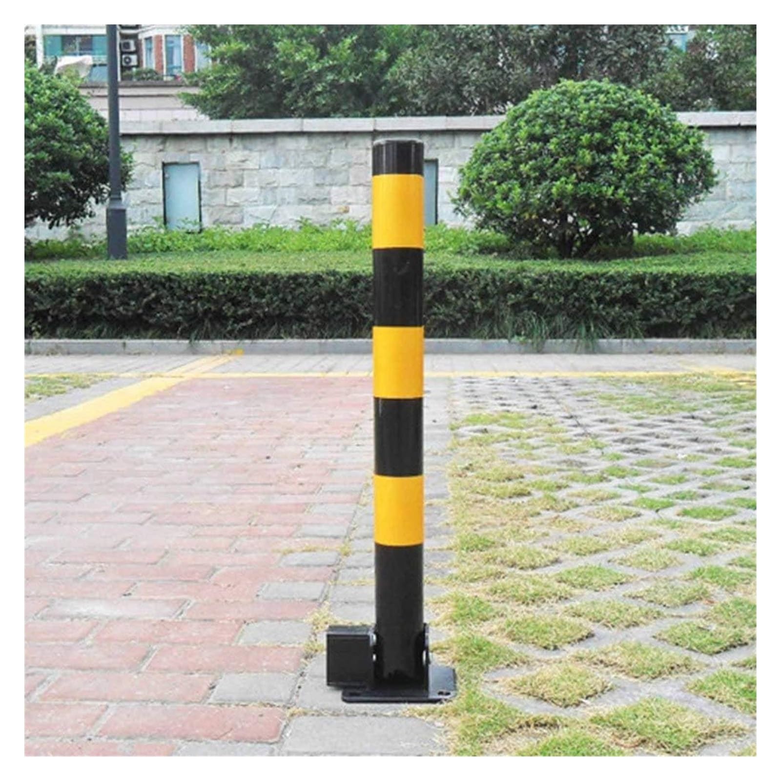 Bolardo de bloqueo de espacio de estacionamiento de coche, bloqueo de barrera de aparcamiento plegable de alta visibilidad, amarillo y rojo, bloqueo superior