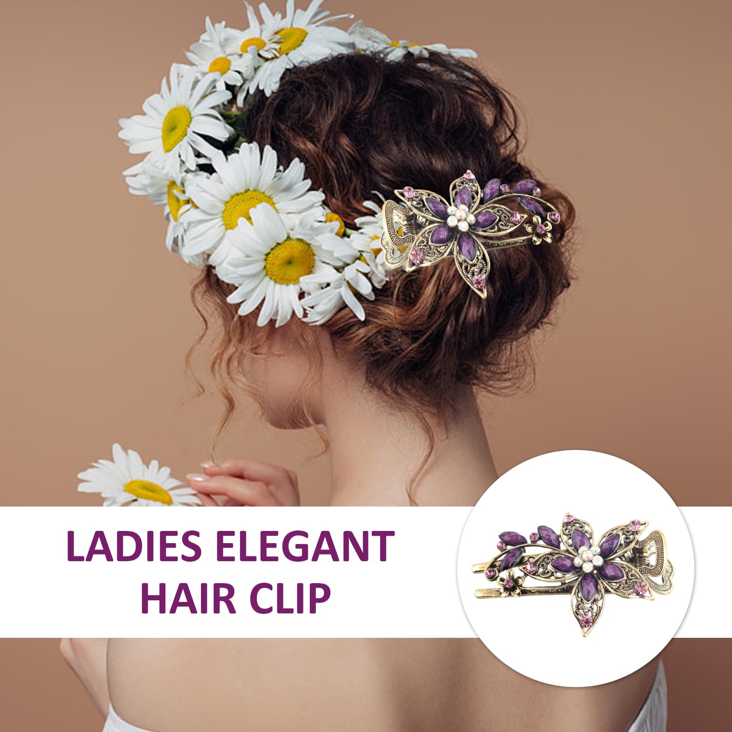 2 Pieces Floral Style Hair Clips, Ele Hair Clips for Women Retro Metal Hair Clips, Hair Decoration, Creative Hair Accessories - Image 4