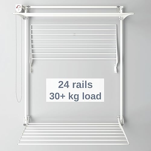 Miniatura 3 de foxydry Tower Wall Drying Rack, Vertical Wall Drying Rack, Retractable Drying Rack for Indoor and Outdoor (150, White)