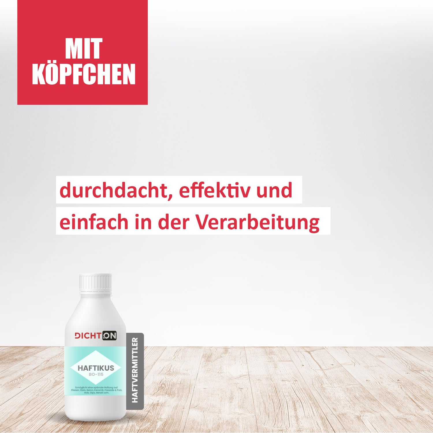 DICHTON Haftvermittler Haftbrücke - flüssigen Zusatz in die Farbe geben und fertig - optimale Haftung auf verschiedenen Untergründen und Anstrichen - spart Zeit & Grundierung BO.115 (3 x 30ml)