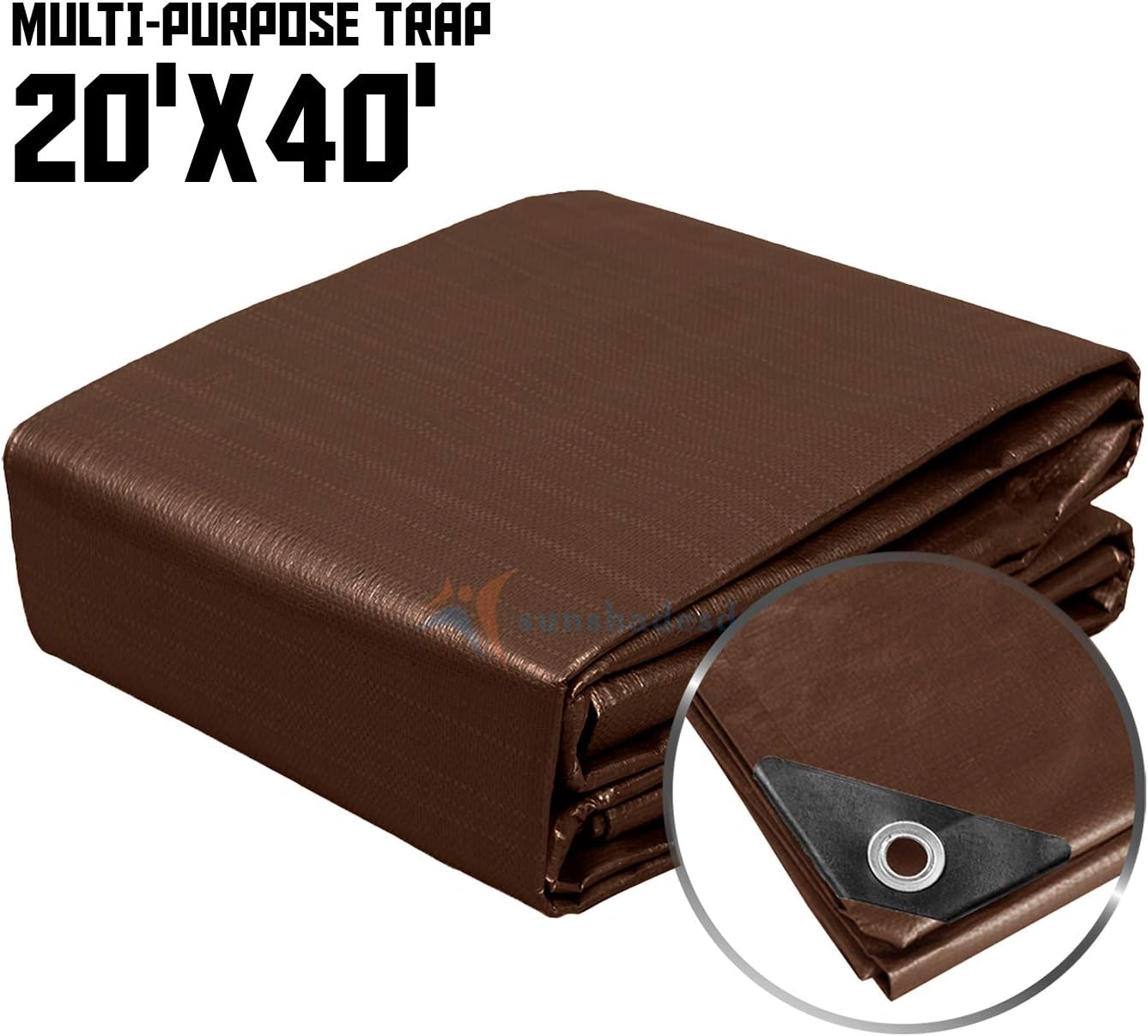 Suреr Chеар 🛒 TANG Sunshades Depot 20x40 Feet Super Heavy Duty 16 Mil Waterproof Brown Tarp Multi Purpose Waterproof Poly Tarp Cover Reinforced Rip-Stop with Grommets
