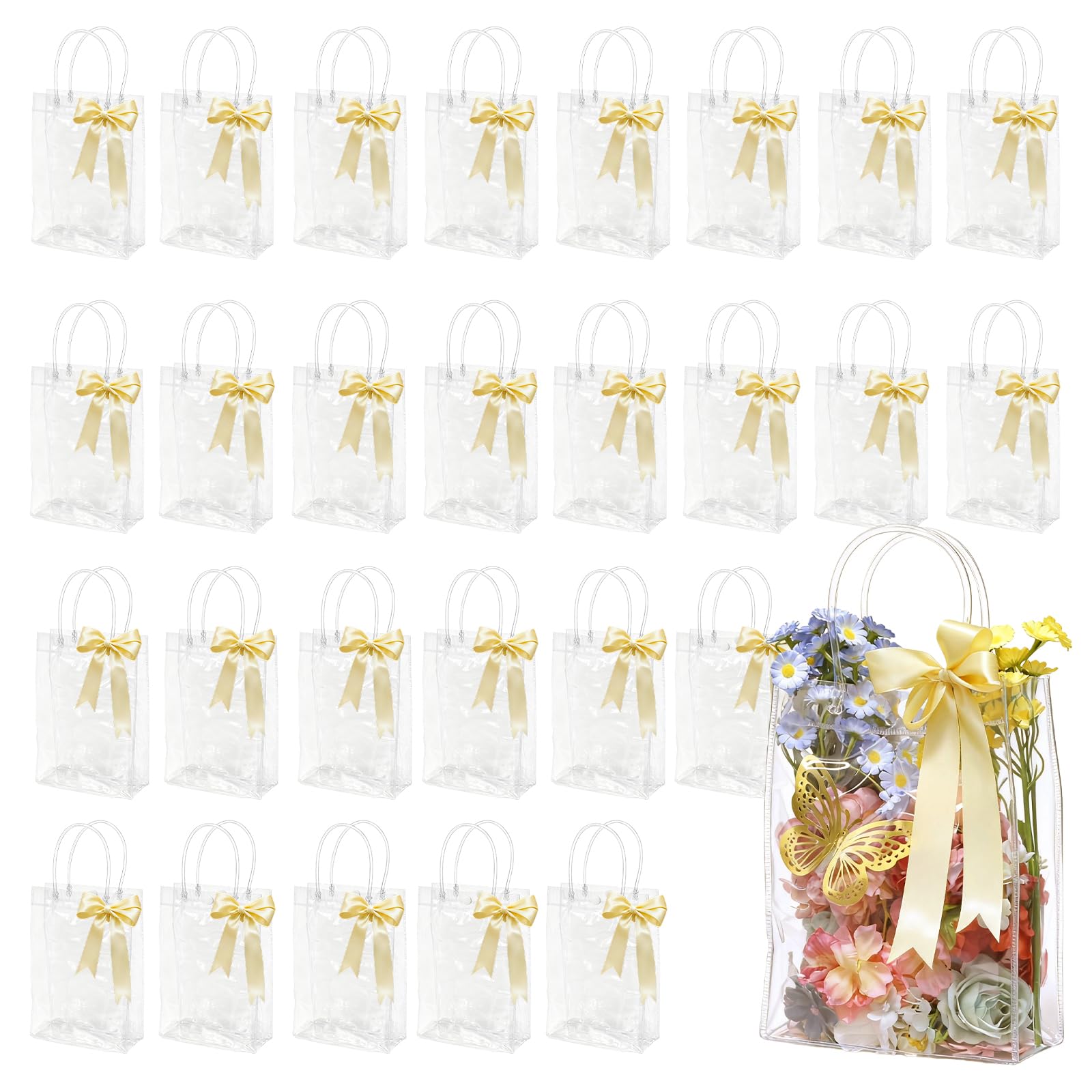 WhizToys 27Pcs Clear Gift Bags with Handles, 23x17x7cm Clear Party Bag — image 1