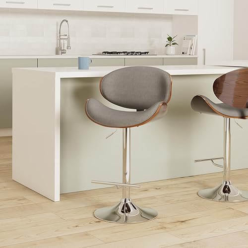 Miniatura 24 de SIMPLIHOME Marana - Taburete de bar giratorio ajustable – Silla tapizada de metal de 33 pulgadas de altura de asiento en piel sintética vegana