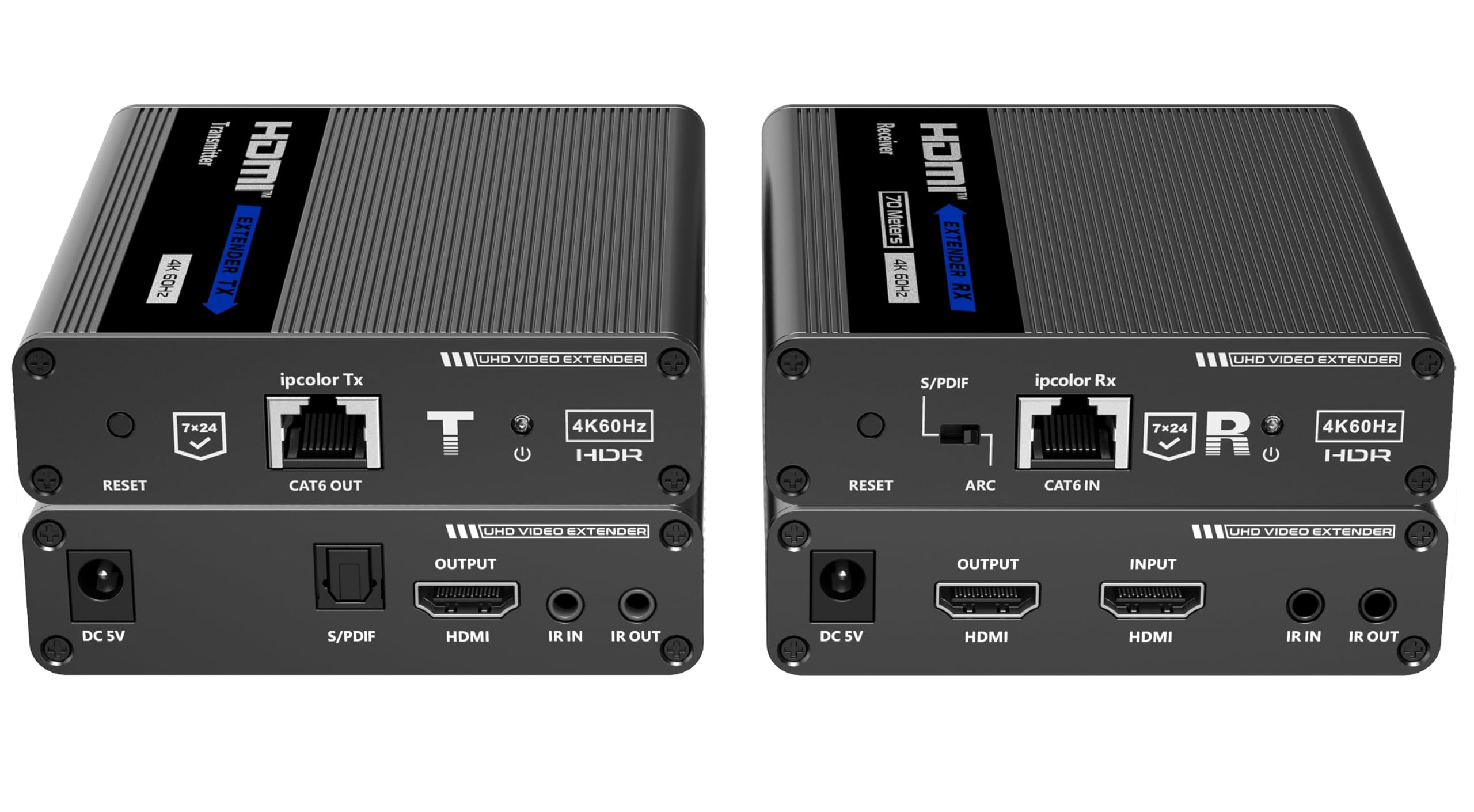 Techly 362312 Amplificatore Extender HDMI 4K Fino a 70m su Cavo Cat.6/6A/7 Punto-Punto