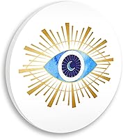 Vista 1 de Stupell Industries Placa circular de pared circular con forma de luna creciente con formas abstractas y malvados, 12 pulgadas de diámetro