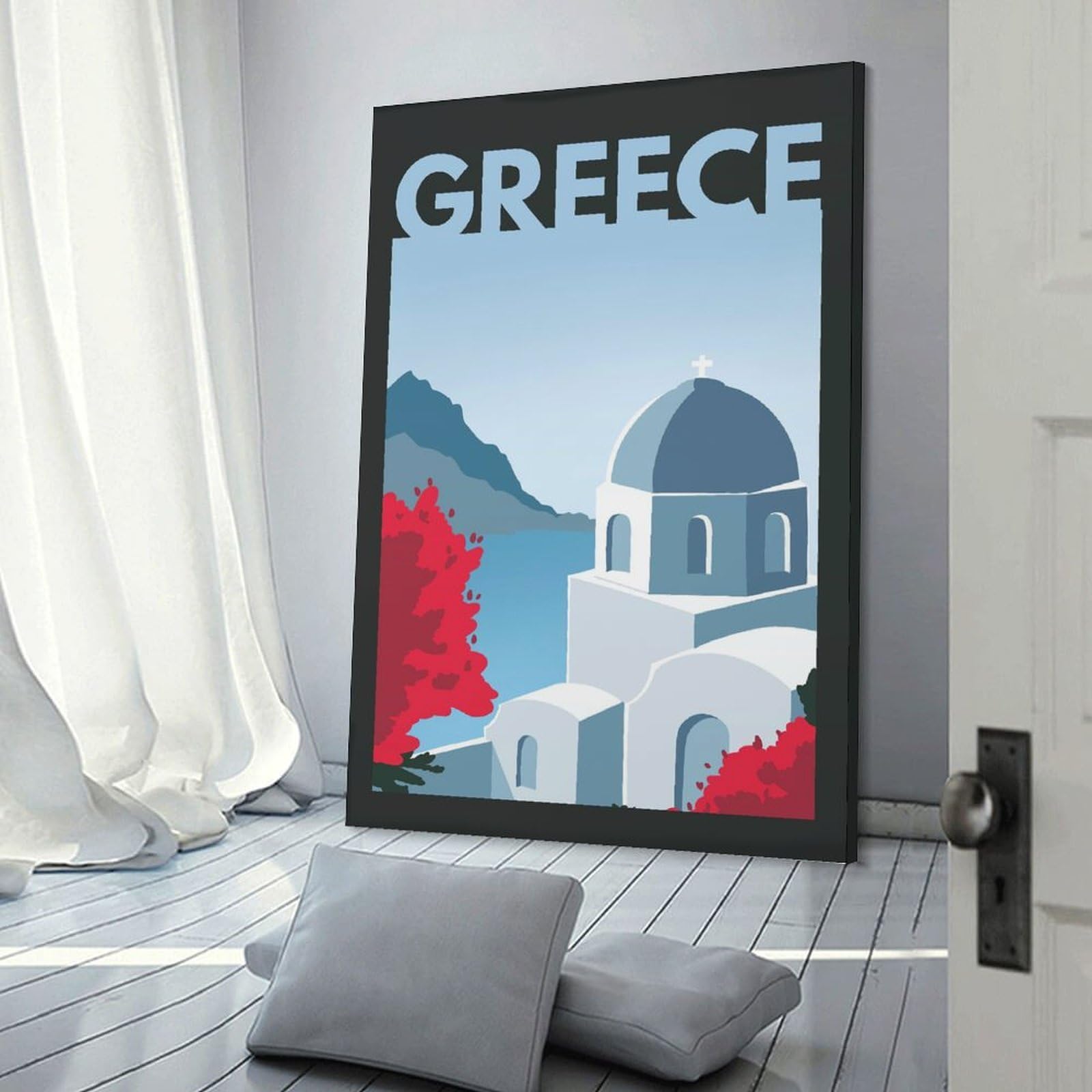 Junmoney Greece Travel (5) Room Decor Wall Art, 12x18inch(30x45cm), for Entrance Walls, Hall Decor Or Foyers, A Neat Decor Update for Hallways