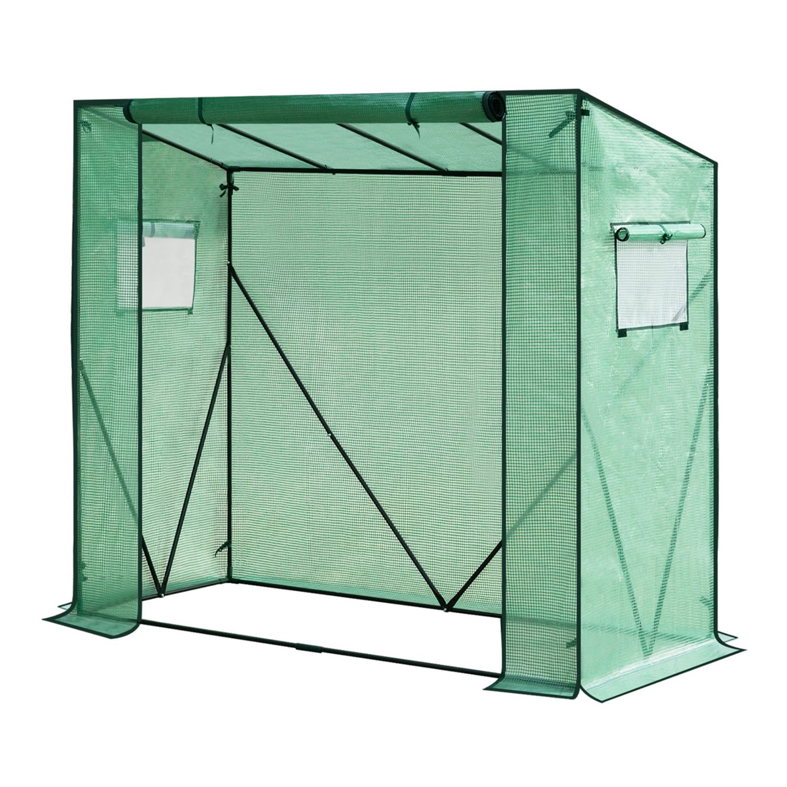 WOLTU Foliengewächshaus 130 g/m², PE halbtransparente Tomatengewächshaus, Plane wasserdicht wetterfest Mehrzwecktreibhaus Pflanzenhaus, Garten, Terrasse, Hinterhof, 200x77x146/169 cm, Grün
