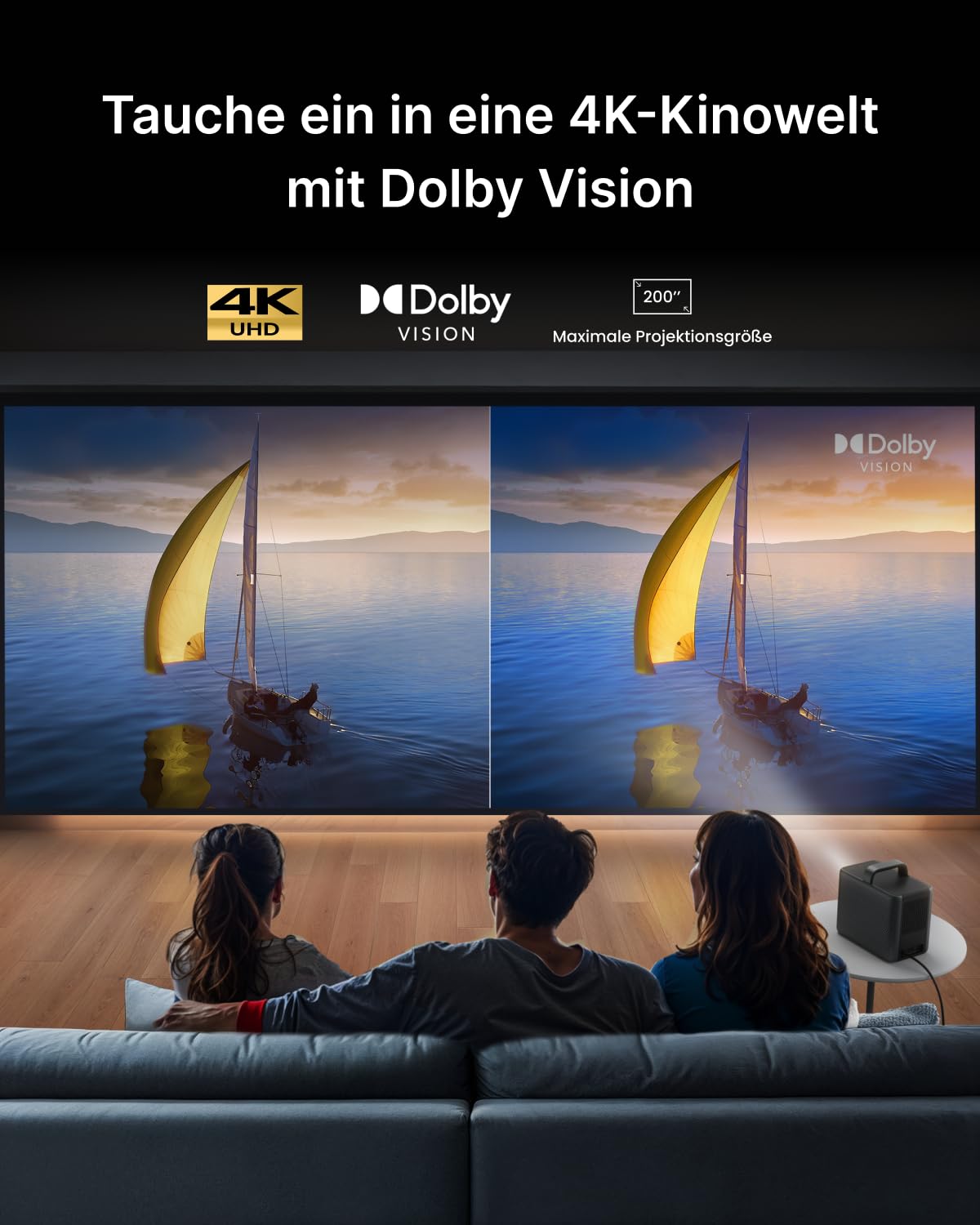 Nebula by Anker Cosmos 4K SE, 4K Smart Beamer, 1800 ANSI-Lumen Schwarz | 4K Projektor, Dolby Vision, 200 Zoll, WiFi & Bluetooth, Google TV mit Netflix, 4K-Dekodierung, Optimierte Bildqualität