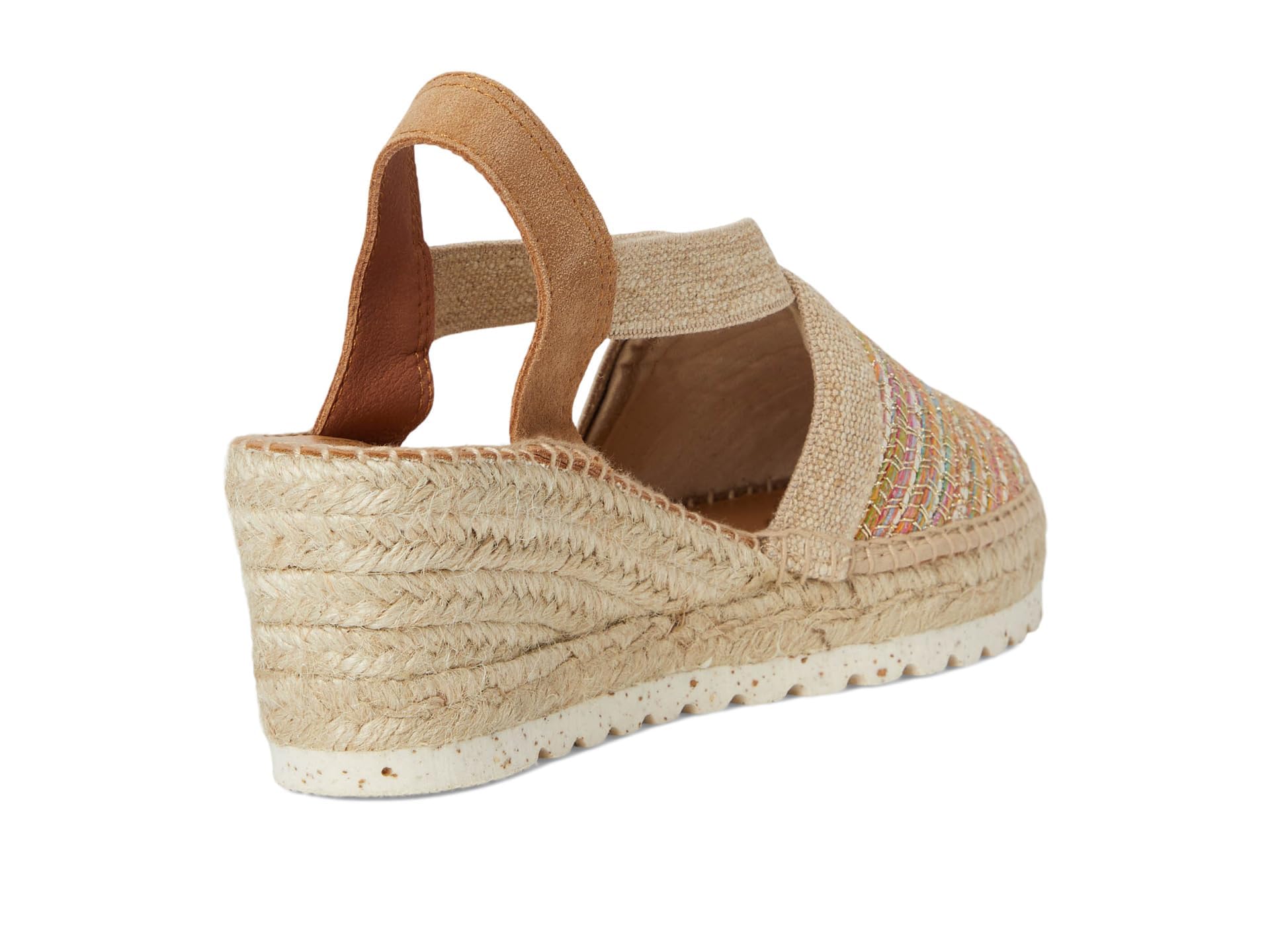 TONI PONS - Sandalia de piel,dedos cubiertos,cuña de esparto 8cm,plataforma 3cm,suela de goma,tira elástica, para: Mujer
