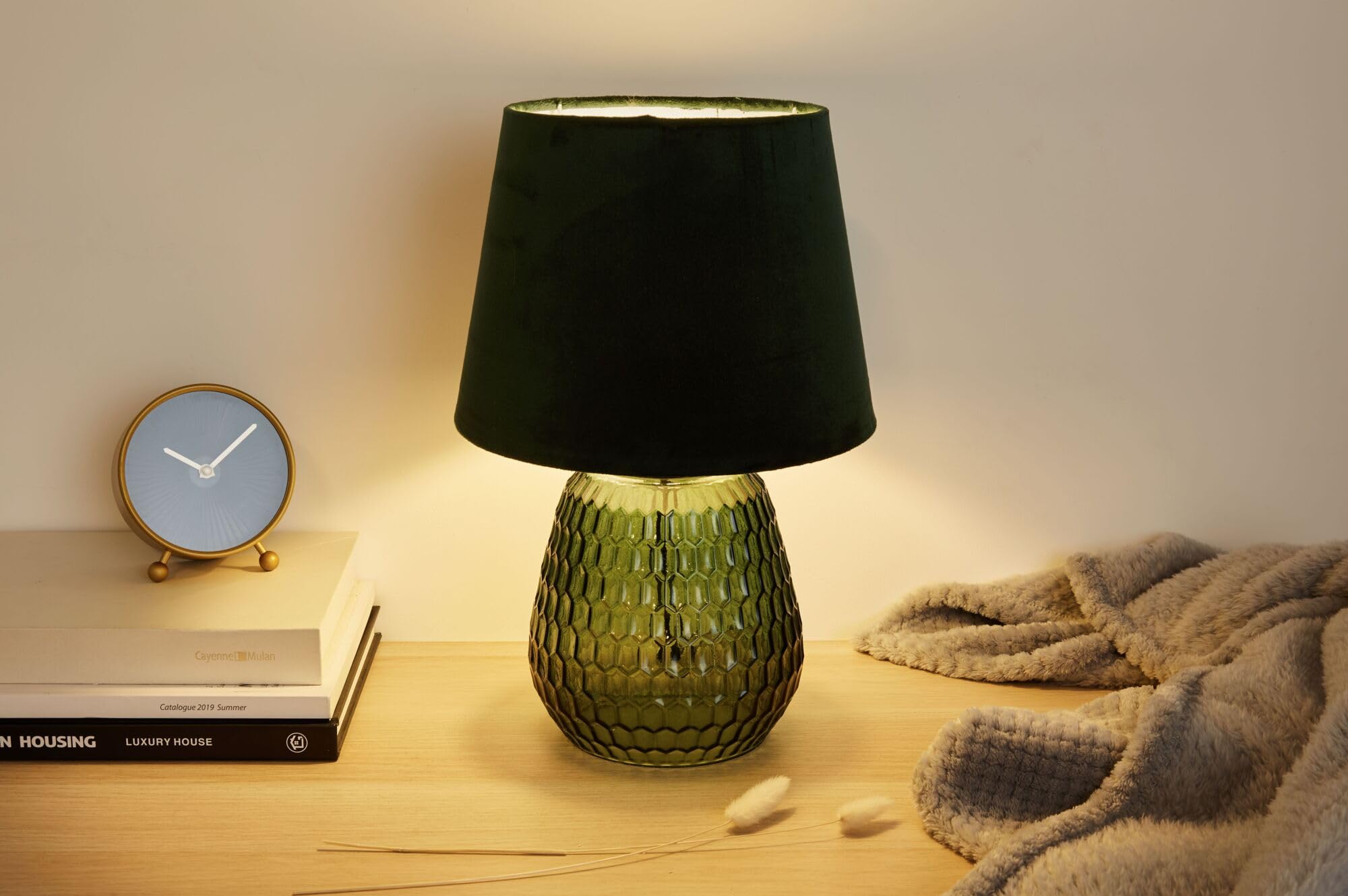 Pauleen Crystal Velours 48157 Paralume Velluto Lampada da Tavolo Max. 40W E14 Verde 230V Vetro/Tessuto