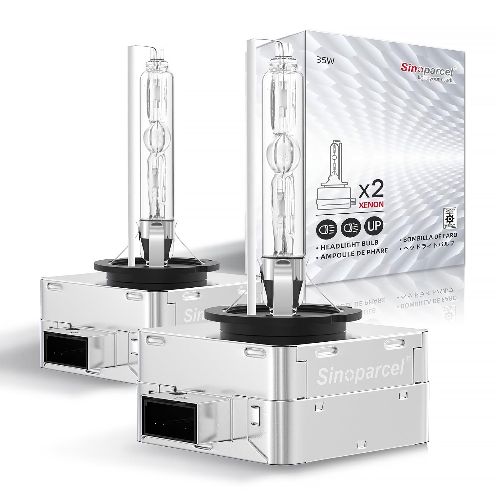 Sinoparcel D1S/D1R Xenon HID Headlight Bulbs - 6000K 35W High Low Beam 66144 66140 85140 85415 Replacement Lights,Pack of 2