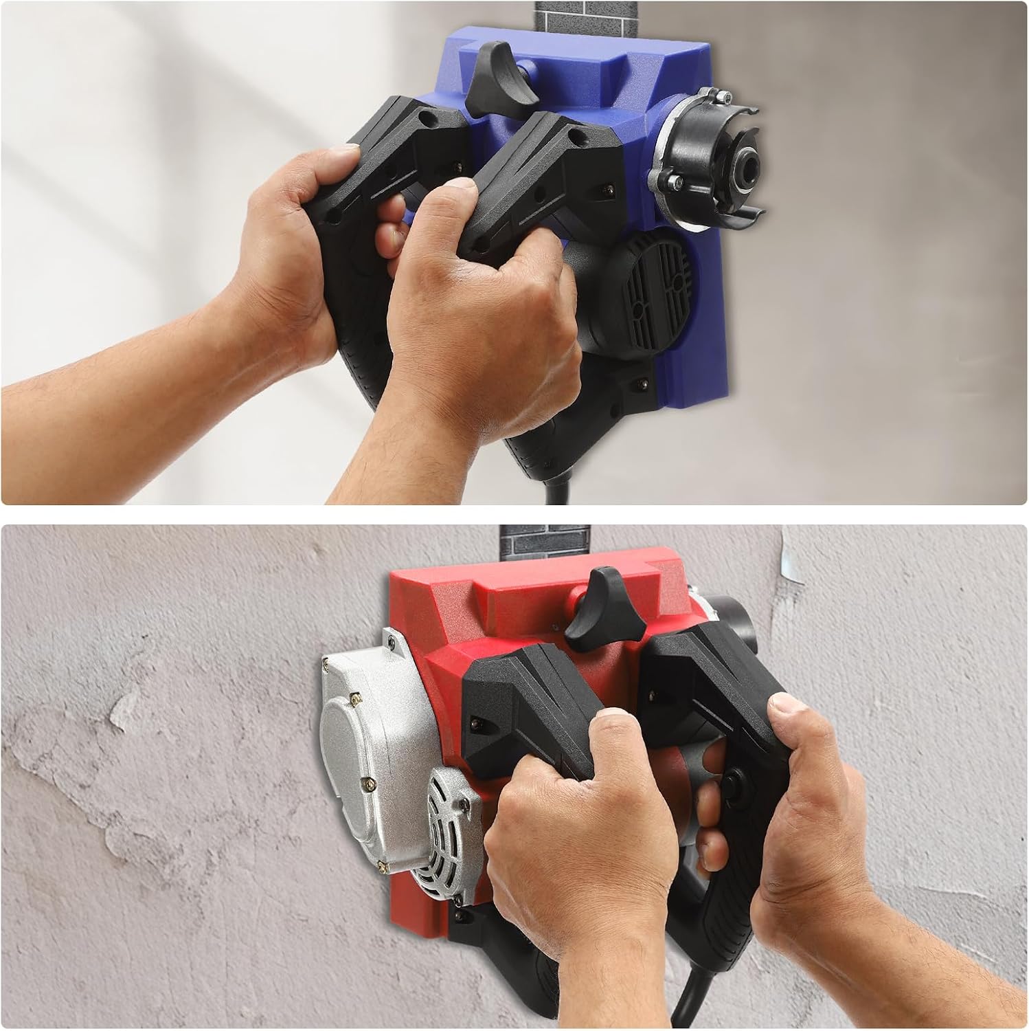 1-4mm Upgrade Electric Wall Planer, 1300W Power Hand Planer, Portable Roller Planer with Cable & Carrying Case, for Shovelling Putty, Whitewash, Paint, Cement, Stucco Walls, Paints (Blue)