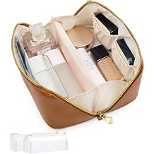 SHOWKOO Cosmetic Bag for Women, WideOpen Travel Makeup Bag with Compartment