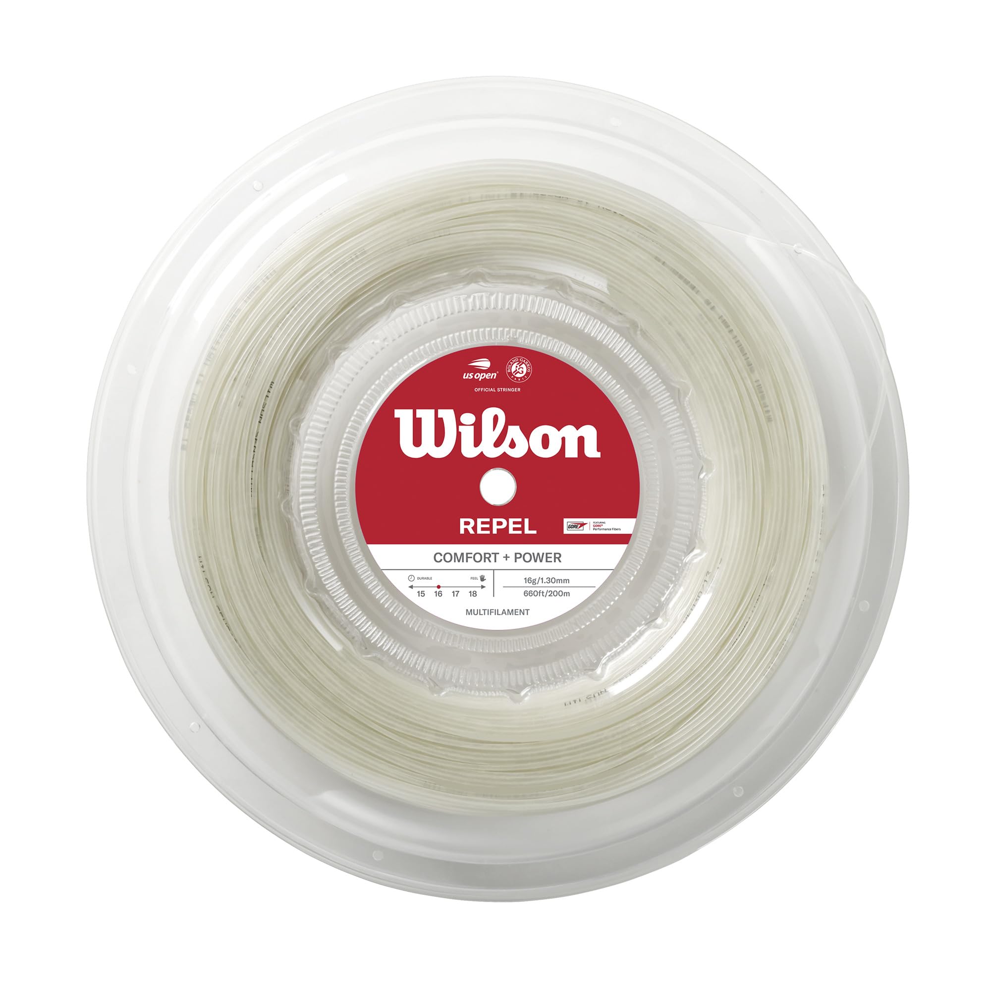 Wilson Corda da Tennis Repel 16 Reel (Naturale), Controllo Supremo Ed Effetto Amplificato, Sensazione Affidabile e Prestazioni Durevoli, Colore: Naturale, Misura: 16g