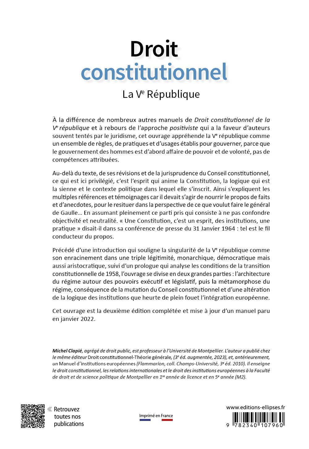 Droit constitutionnel. La Ve République
