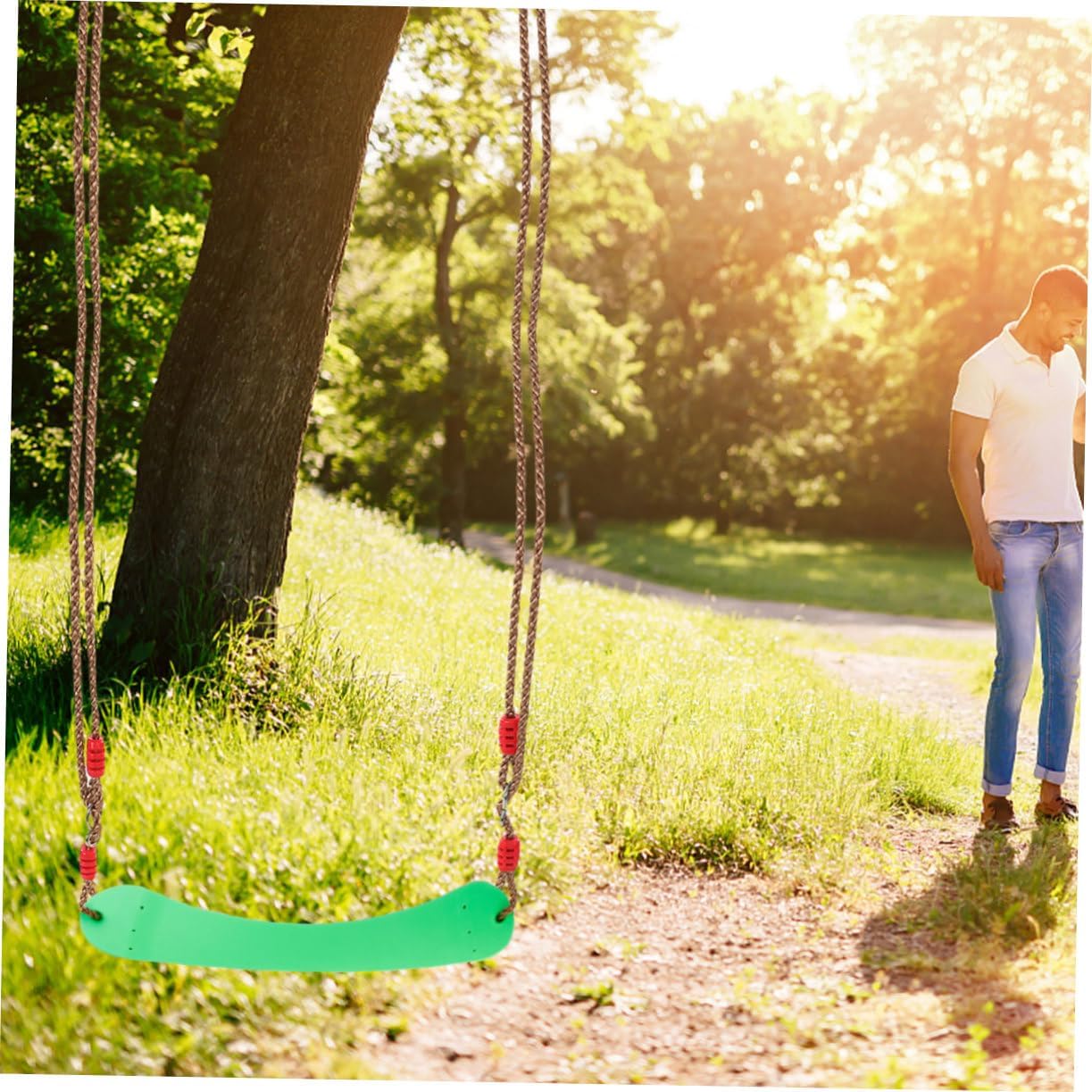 Hanging Tree Swing for Outdoor Playground Soft EVA Seat with Rope for Hand-Foot Coordination Training in Garden and Indoor Use