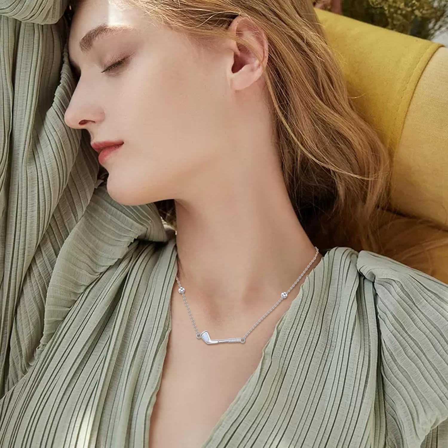 MONGAS Golf Necklace 925 Sterling Silver Golf Balls Necklace Golf Clubs Golf Jewelry for Women Golfer - Image 2