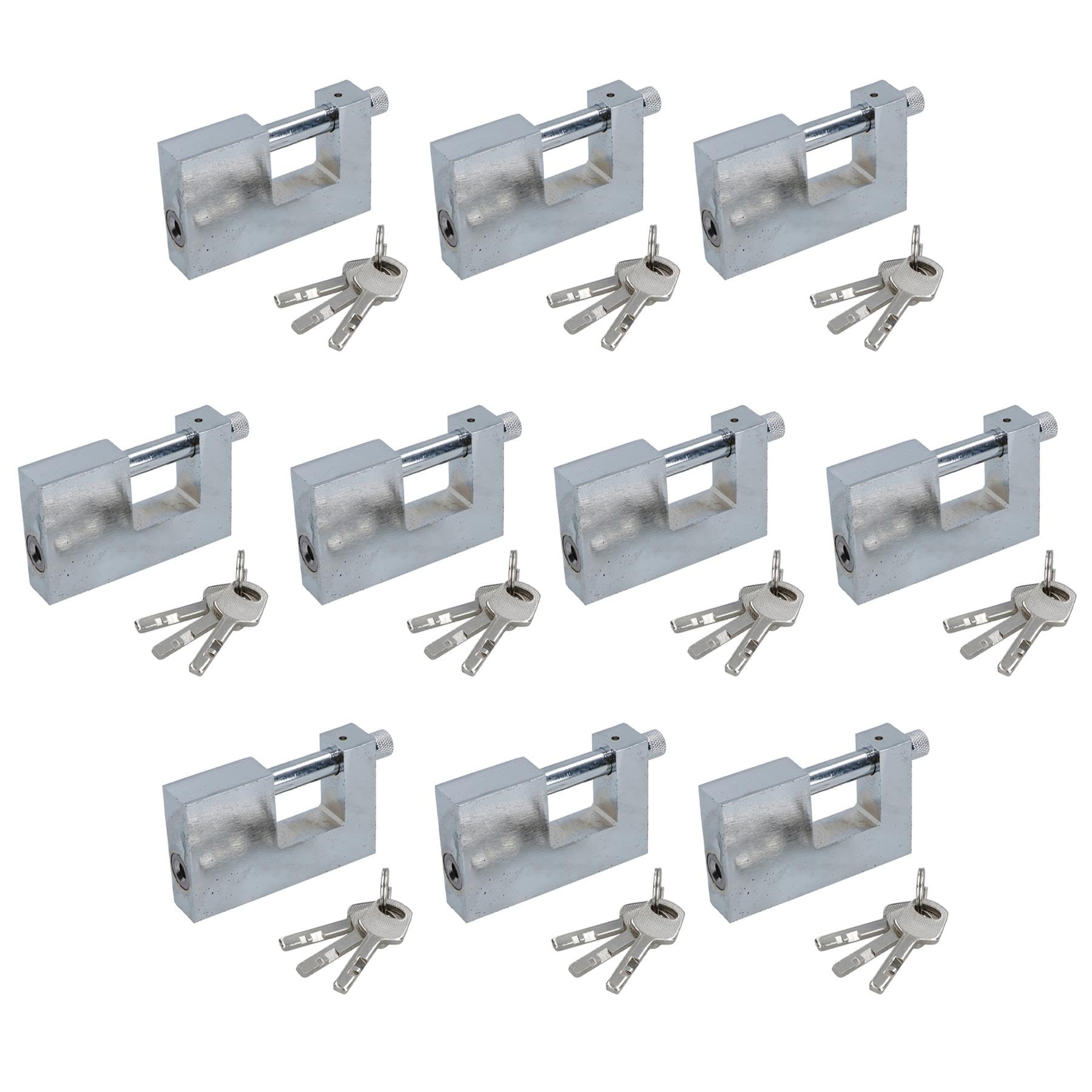 Cadenas de 90 mm robustes pour entrepôt : lot de 10 protections en acier
