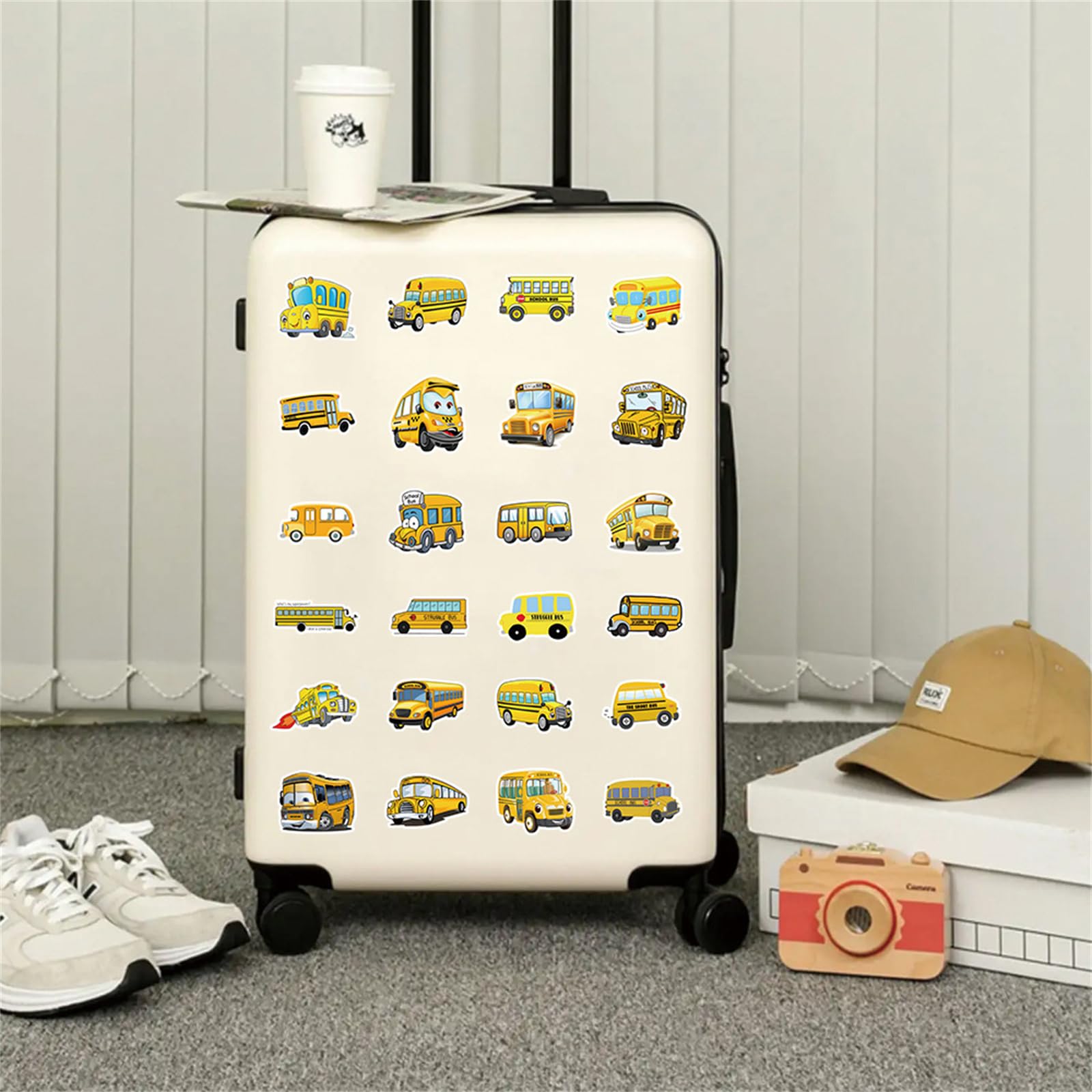 64-Piece School Bus Stickers - Waterproof Vinyl Decals For Water Bottles, Laptops & Teen Decorations