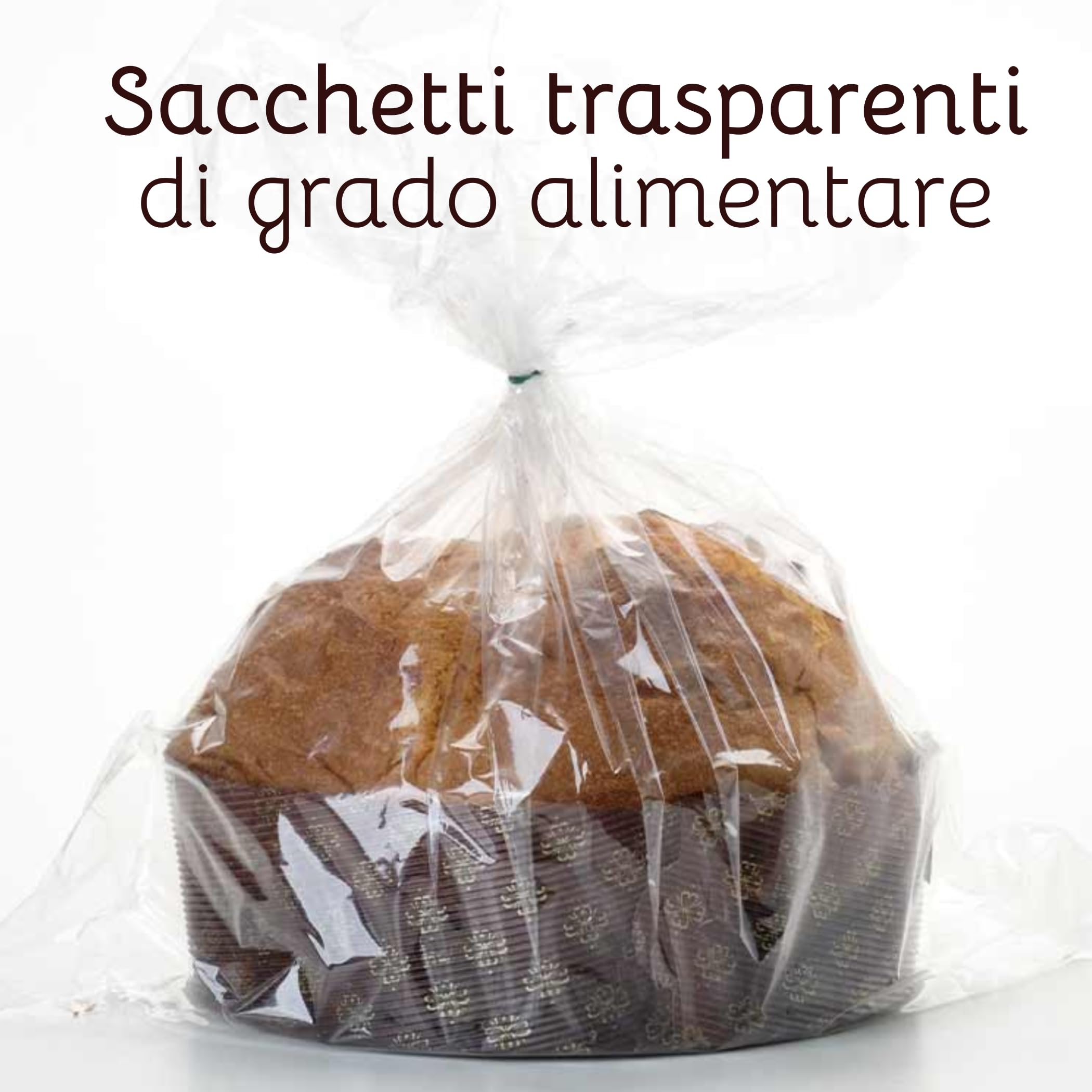 FAH - Kit Stampo Panettone Basso (5pz x 1kg) + Spillone Panettone + 5 Sacchetti con Chiusure, Pirottini Panettone Professionale di Carta Ondulata di Pura Cellulosa, Resistente al Calore 220°C