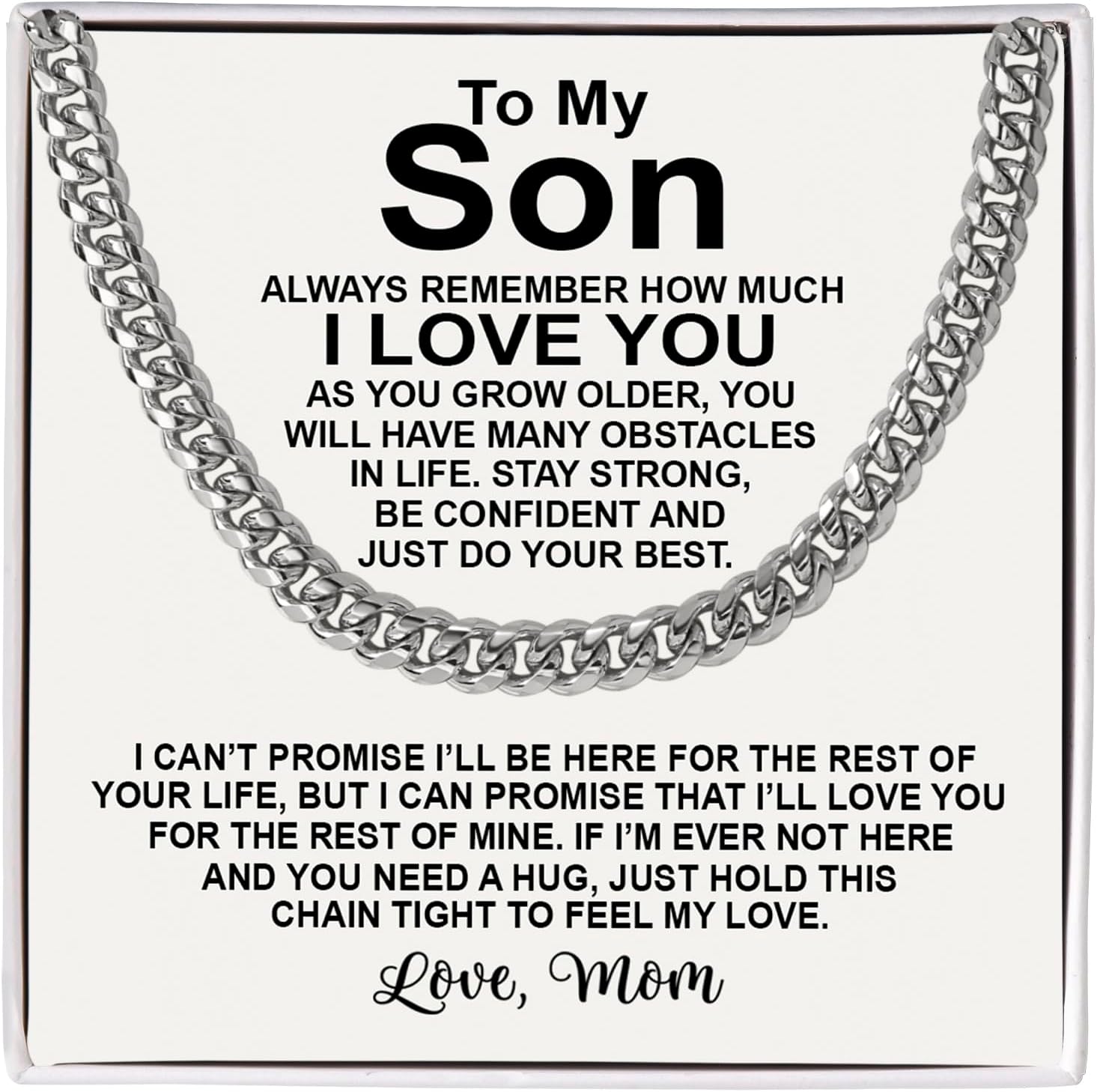 To My Son Necklace, Mother to Sons Chain, Necklace From Mom, Luxury Jewelry Gifts For My Sons, Jewelry Makes Unique Christmas, Graduation, Birthday Gifts For Son, Cuban Chain Gift For Men