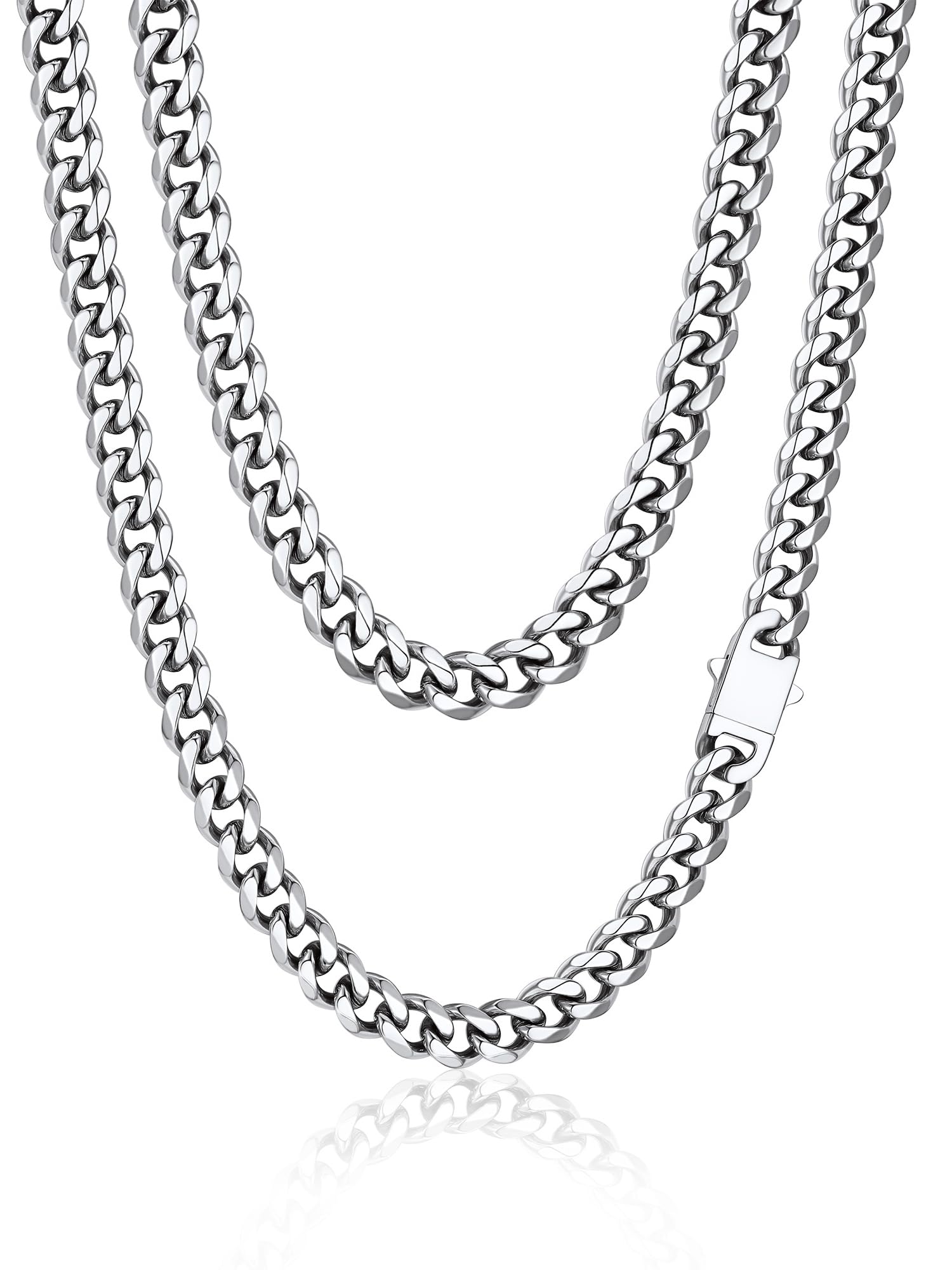 PROSTEEL Cadena Cubana Hombre Collar Cubano Eslabones Acero Inoxidable 6/9/12mm Ancho Cadenas Cubanas Hip Pop Punk Rock 46cm-76cm