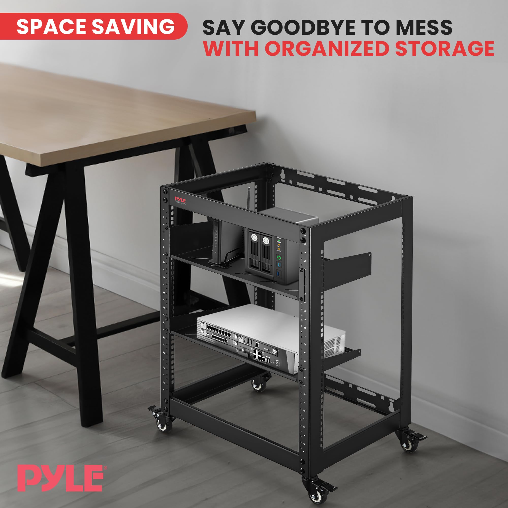 Armoire réseau 15U pour Serveur – Rack à Cadre Ouvert, Montage Mural, Conception Robuste pour serveurs et équipements audiovisuels | Compatible avec l'équipement Standard de 48,3 cm (Noir)