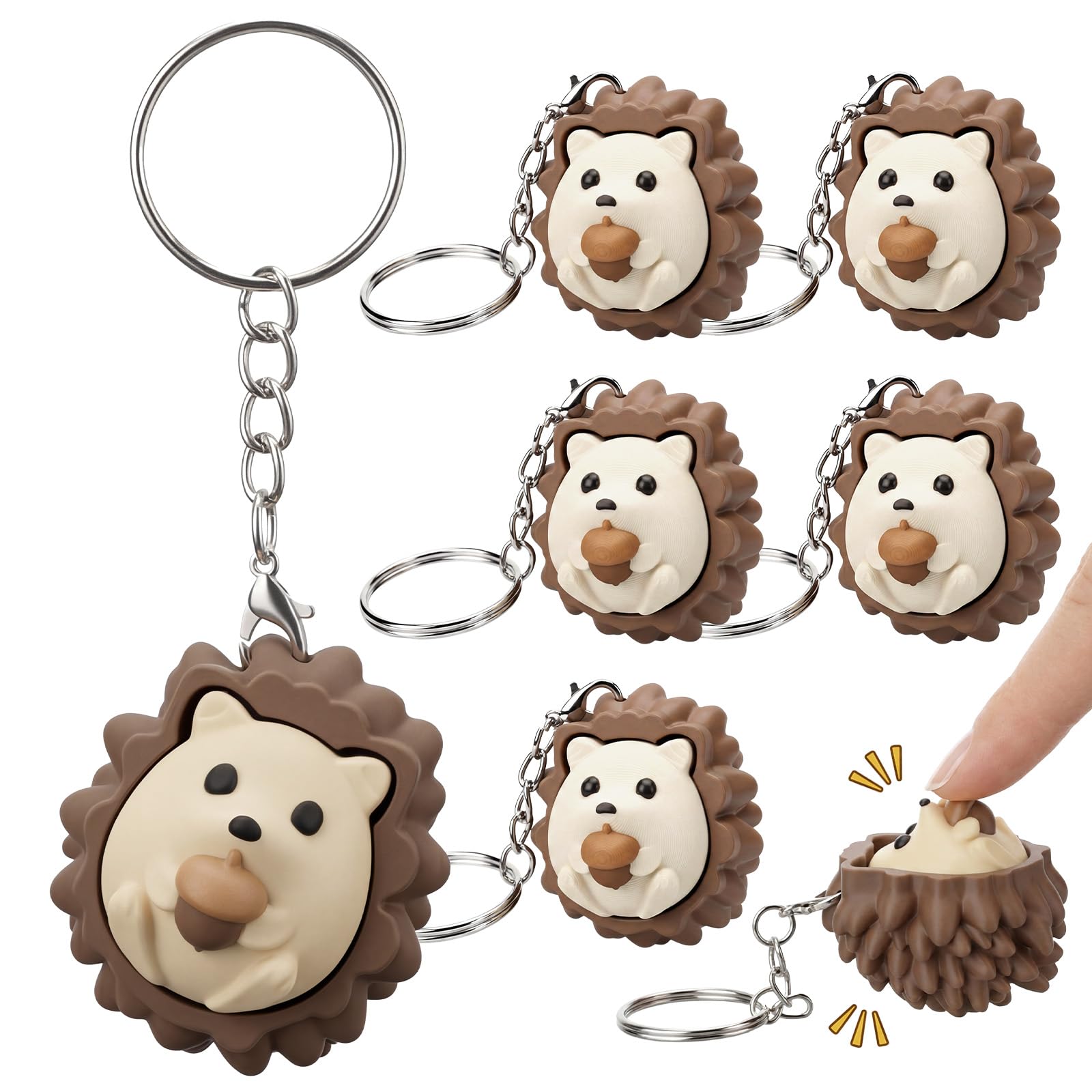 Kenning 12 Pcs Hedgehog Clicker Fidget Keychain, 3D Printed Fidget Toys
