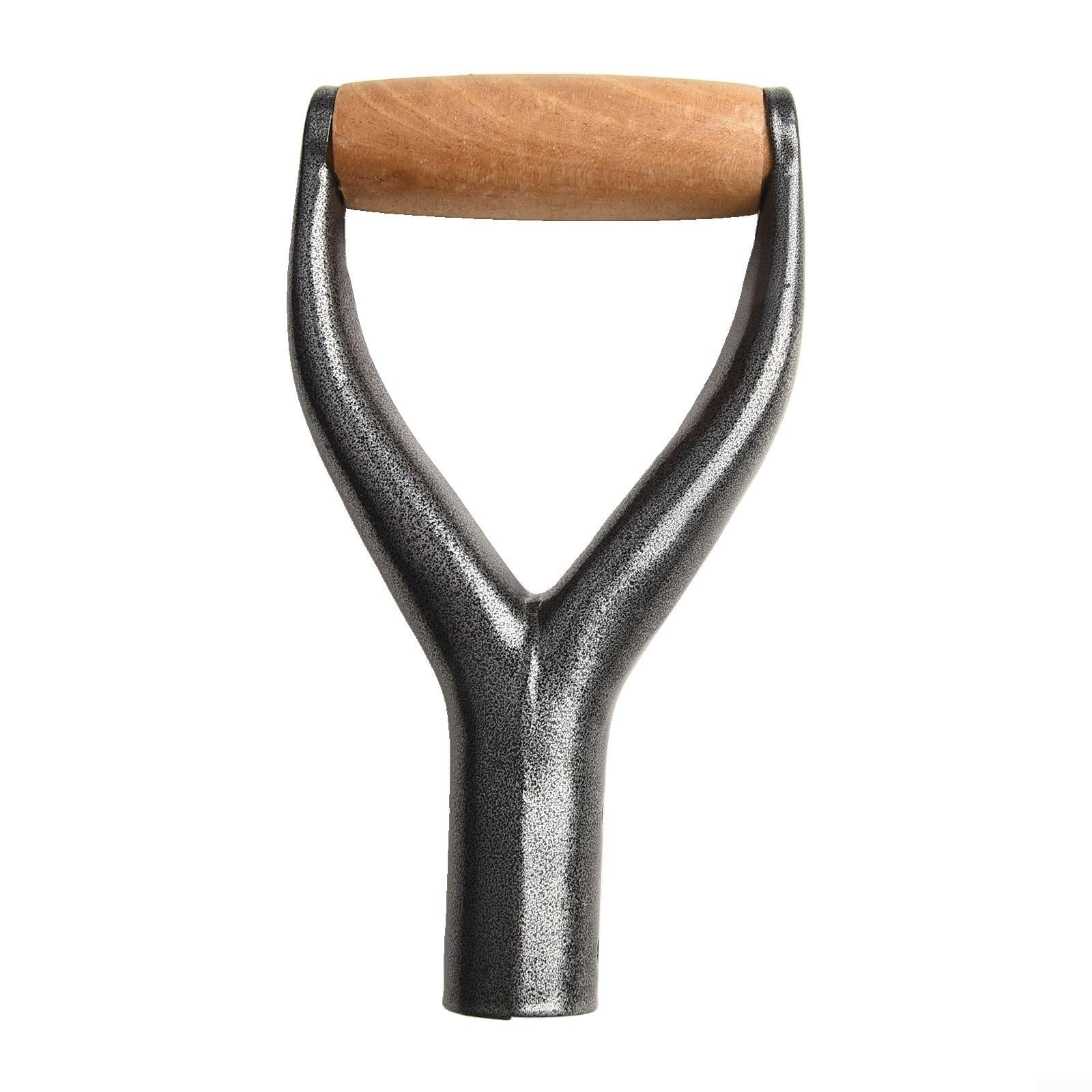 Y-Shaped Iron Shovel Handle Replacement Wooden Grip Garden Tool Accessory for Snow Spade Beach Lawn Digging Raking(silver)