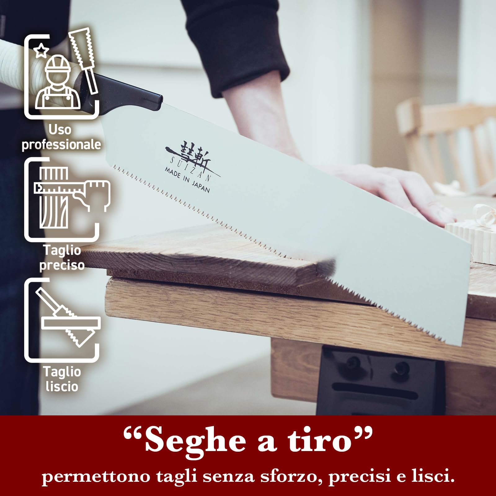 SUIZAN Kataba Sega giapponese a singolo taglio 265mm - Utensili professionali per la lavorazione del legno