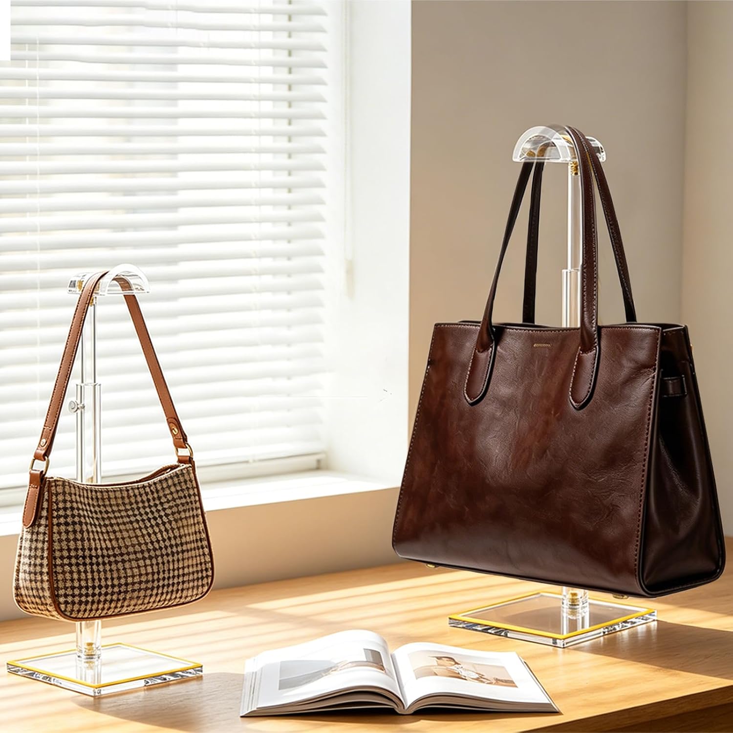 4 Pack Acrylic Purse Display Stand, 14"-24" Height Adjustable Handbag Stand