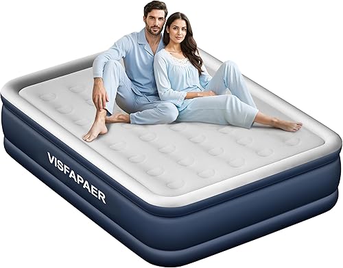 Colchón de aire Queen con bomba elevada incorporada, colchón inflable de 18 pulgadas de alto, colchón inflable eléctrico, cama de inflado rápido,