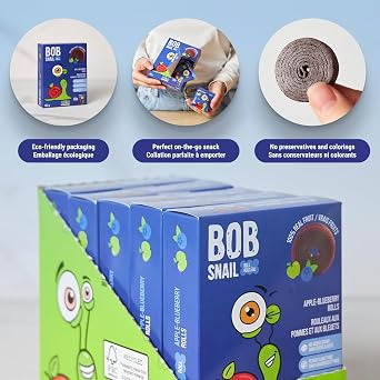 Bob Snail Fruit Roll Ups Blueberry Flavour, Bulk 50 pcs Rolls (500g)